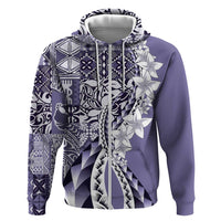 Aloha Vintage Plumeria Hawaiian Tapa Pattern Hoodie Purple Hawaiian Tapa Pattern - Polynesian Pride