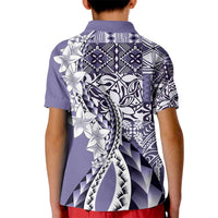 Aloha Vintage Plumeria Hawaiian Tapa Pattern Kid Polo Shirt Purple Hawaiian Tapa Pattern - Polynesian Pride