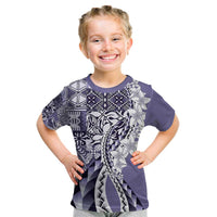 Aloha Vintage Plumeria Hawaiian Tapa Pattern Kid T Shirt Purple Hawaiian Tapa Pattern - Polynesian Pride