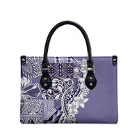 Aloha Vintage Plumeria Hawaiian Tapa Pattern Leather Bag Purple Hawaiian Tapa Pattern LT9 - Polynesian Pride