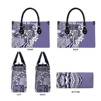 Aloha Vintage Plumeria Hawaiian Tapa Pattern Leather Bag Purple Hawaiian Tapa Pattern LT9 - Polynesian Pride
