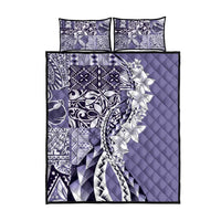 Aloha Vintage Plumeria Hawaiian Tapa Pattern Quilt Bed Set Purple Hawaiian Tapa Pattern - Polynesian Pride