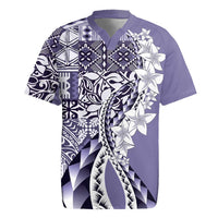 Aloha Vintage Plumeria Hawaiian Tapa Pattern Rugby Jersey Purple Hawaiian Tapa Pattern - Polynesian Pride