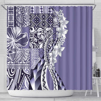 Aloha Vintage Plumeria Hawaiian Tapa Pattern Shower Curtain Purple Hawaiian Tapa Pattern - Polynesian Pride