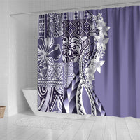 Aloha Vintage Plumeria Hawaiian Tapa Pattern Shower Curtain Purple Hawaiian Tapa Pattern - Polynesian Pride
