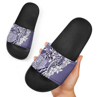 Aloha Vintage Plumeria Hawaiian Tapa Pattern Slide Sandals Purple Hawaiian Tapa Pattern - Polynesian Pride