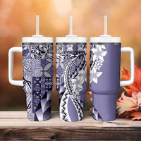 Aloha Vintage Plumeria Hawaiian Tapa Pattern Tumbler With Handle Purple Hawaiian Tapa Pattern - Polynesian Pride