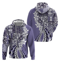 Aloha Vintage Plumeria Hawaiian Tapa Pattern Zip Hoodie Purple Hawaiian Tapa Pattern - Polynesian Pride
