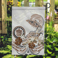 Polynesian Manta Ray Garden Flag Beige Floral Turtle Tattoo - Polynesian Pride