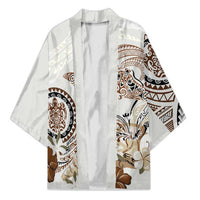 Polynesian Manta Ray Kimono Beige Floral Turtle Tattoo - Polynesian Pride
