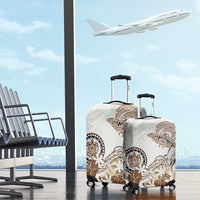 Polynesian Manta Ray Luggage Cover Beige Floral Turtle Tattoo - Polynesian Pride