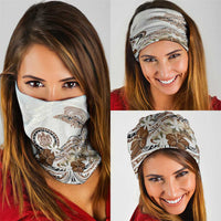 Polynesian Manta Ray Neck Gaiter Beige Floral Turtle Tattoo - Polynesian Pride