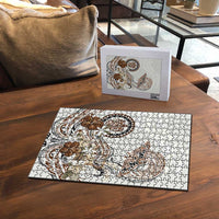 Polynesian Manta Ray Puzzle Beige Floral Turtle Tattoo - Polynesian Pride