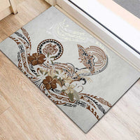 Polynesian Manta Ray Rubber Doormat Beige Floral Turtle Tattoo - Polynesian Pride