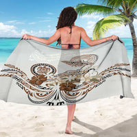 Polynesian Manta Ray Sarong Beige Floral Turtle Tattoo - Polynesian Pride