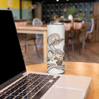 Polynesian Manta Ray Skinny Tumbler Beige Floral Turtle Tattoo - Polynesian Pride
