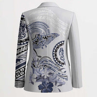 Polynesian Manta Ray Blazer Blue Floral Turtle Tattoo - Polynesian Pride