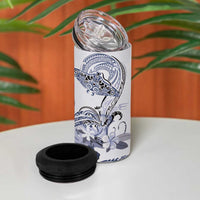 Polynesian Manta Ray 4 in 1 Can Cooler Tumbler Blue Floral Turtle Tattoo - Polynesian Pride