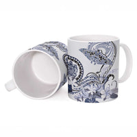 Polynesian Manta Ray Ceramic Mug Blue Floral Turtle Tattoo - Polynesian Pride