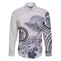 Polynesian Manta Ray Family Matching Summer Maxi Dress and Hawaiian Shirt Blue Floral Turtle Tattoo - Polynesian Pride