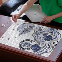 Polynesian Manta Ray Puzzle Blue Floral Turtle Tattoo - Polynesian Pride