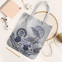 Polynesian Manta Ray Tote Bag Blue Floral Turtle Tattoo - Polynesian Pride