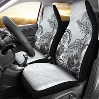 Polynesian Manta Ray Car Seat Cover Gray Floral Turtle Tattoo - Polynesian Pride