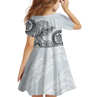 Polynesian Manta Ray Family Matching Tank Maxi Dress and Hawaiian Shirt Gray Floral Turtle Tattoo - Polynesian Pride