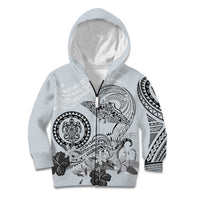Polynesian Manta Ray Kid Hoodie Gray Floral Turtle Tattoo - Polynesian Pride