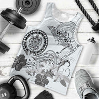 Polynesian Manta Ray Men Tank Top Gray Floral Turtle Tattoo - Polynesian Pride