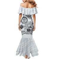Polynesian Manta Ray Mermaid Dress Gray Floral Turtle Tattoo - Polynesian Pride