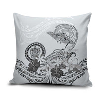 Polynesian Manta Ray Pillow Cover Gray Floral Turtle Tattoo LT9 Gray - Polynesian Pride