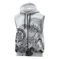 Polynesian Manta Ray Sleeveless Zip Hoodie Gray Floral Turtle Tattoo LT9 Gray - Polynesian Pride