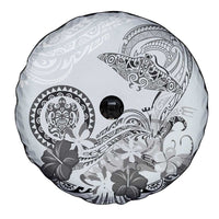 Polynesian Manta Ray Spare Tire Cover Gray Floral Turtle Tattoo - Polynesian Pride