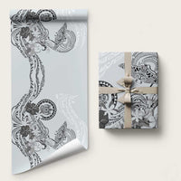 Polynesian Manta Ray Wrapping Paper Gray Floral Turtle Tattoo - Polynesian Pride