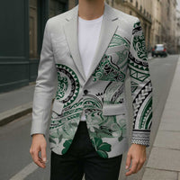 Polynesian Manta Ray Blazer Green Floral Turtle Tattoo - Polynesian Pride