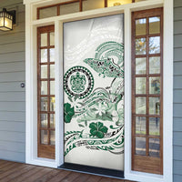 Polynesian Manta Ray Door Cover Green Floral Turtle Tattoo LT9 - Polynesian Pride