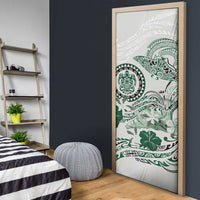 Polynesian Manta Ray Door Cover Green Floral Turtle Tattoo LT9 - Polynesian Pride