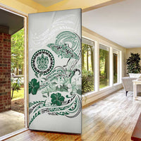 Polynesian Manta Ray Door Cover Green Floral Turtle Tattoo LT9 - Polynesian Pride