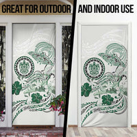 Polynesian Manta Ray Door Cover Green Floral Turtle Tattoo LT9 - Polynesian Pride