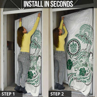 Polynesian Manta Ray Door Cover Green Floral Turtle Tattoo LT9 - Polynesian Pride