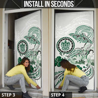 Polynesian Manta Ray Door Cover Green Floral Turtle Tattoo LT9 - Polynesian Pride
