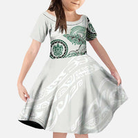 Polynesian Manta Ray Family Matching Tank Maxi Dress and Hawaiian Shirt Green Floral Turtle Tattoo - Polynesian Pride
