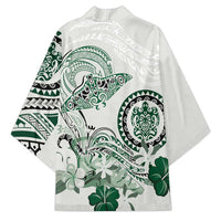 Polynesian Manta Ray Kimono Green Floral Turtle Tattoo - Polynesian Pride