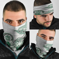 Polynesian Manta Ray Neck Gaiter Green Floral Turtle Tattoo - Polynesian Pride