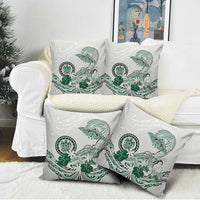 Polynesian Manta Ray Pillow Cover Green Floral Turtle Tattoo - Polynesian Pride