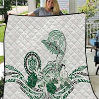 Polynesian Manta Ray Quilt Green Floral Turtle Tattoo - Polynesian Pride