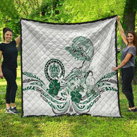 Polynesian Manta Ray Quilt Green Floral Turtle Tattoo - Polynesian Pride