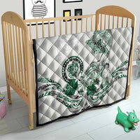 Polynesian Manta Ray Quilt Green Floral Turtle Tattoo - Polynesian Pride