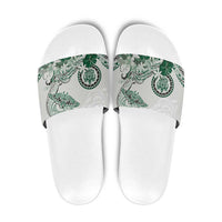 Polynesian Manta Ray Slide Sandals Green Floral Turtle Tattoo LT9 Green - Polynesian Pride